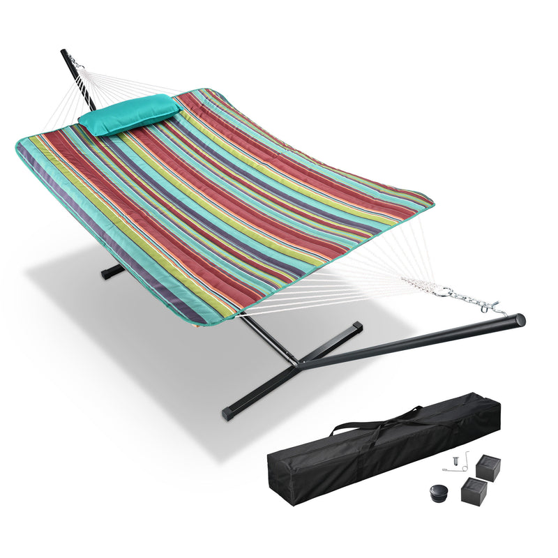 Hammock with standDobaDealsexpress.shopHammockDetails
Features:- Portable Freestanding Hammock - This 138 9/16" x 52 3/8" x 44 1/8" 2 Person Hammock with Stand can be easily set up in minutes without any tools, 