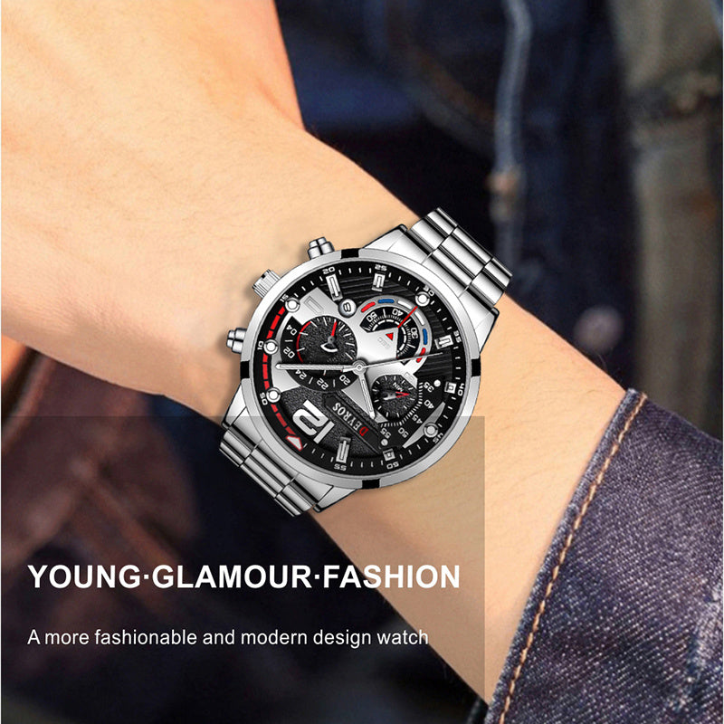 Fashion Mens Sports Watches Luxury Stainless Steel Quartz Wrist Watch Calendar Luminous Clock Men Business Casual часы мужские