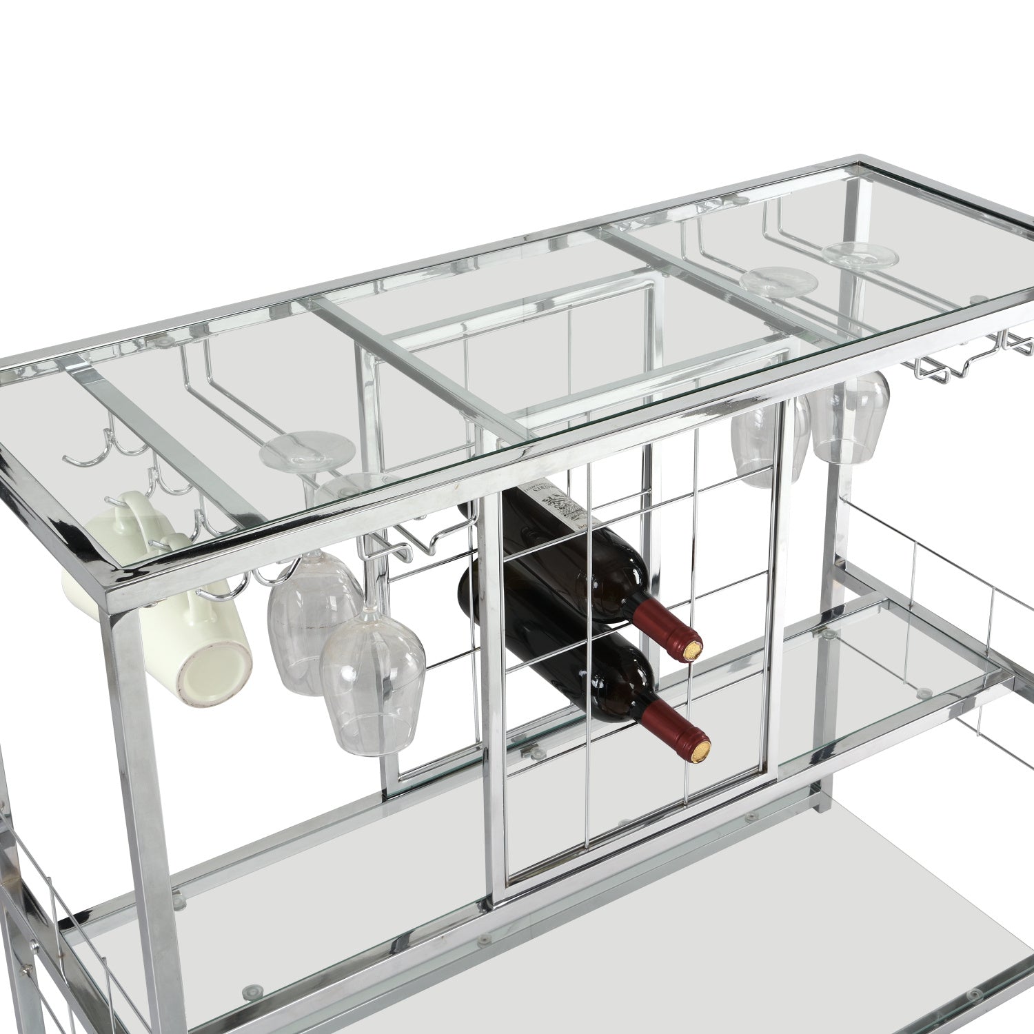 Bar Serving Cart with Glass Holder and Wine Rack, 3-Tier Kitchen TrollDobaDealsexpress.shopBar Serving CartHighlights
BIG STORAGE: 12 bottles,12 stemware racks and 8 cups can be holded. Other cups or trays can be put on the three glasses
STURDY TEMPERED GLASSES: 5mm thick