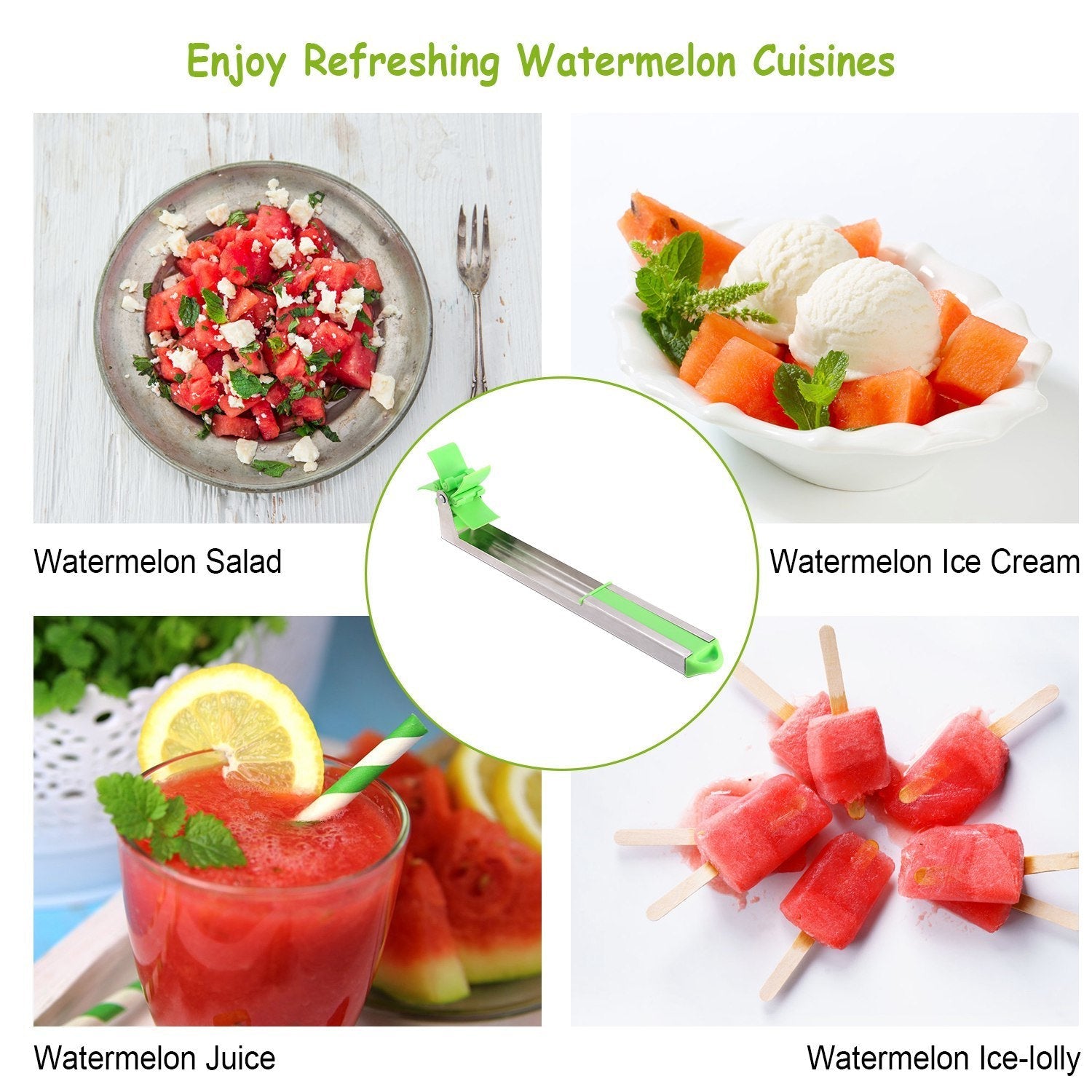 Watermelon Slicer Stainless Steel Watermelon Cubes Windmill Cutter MelDobaDealsexpress.shopWatermelon Slicer Stainless Steel Watermelon Cubes Windmill Cutter Melon Knife Fruit Tools Kitchen GadgetsHighlights
Eat and cut watermelon in an quicker and easier way
Make your own watermelon salad in one minute, enjoy refreshing watermelon cubes in Summer.
Food-grade 