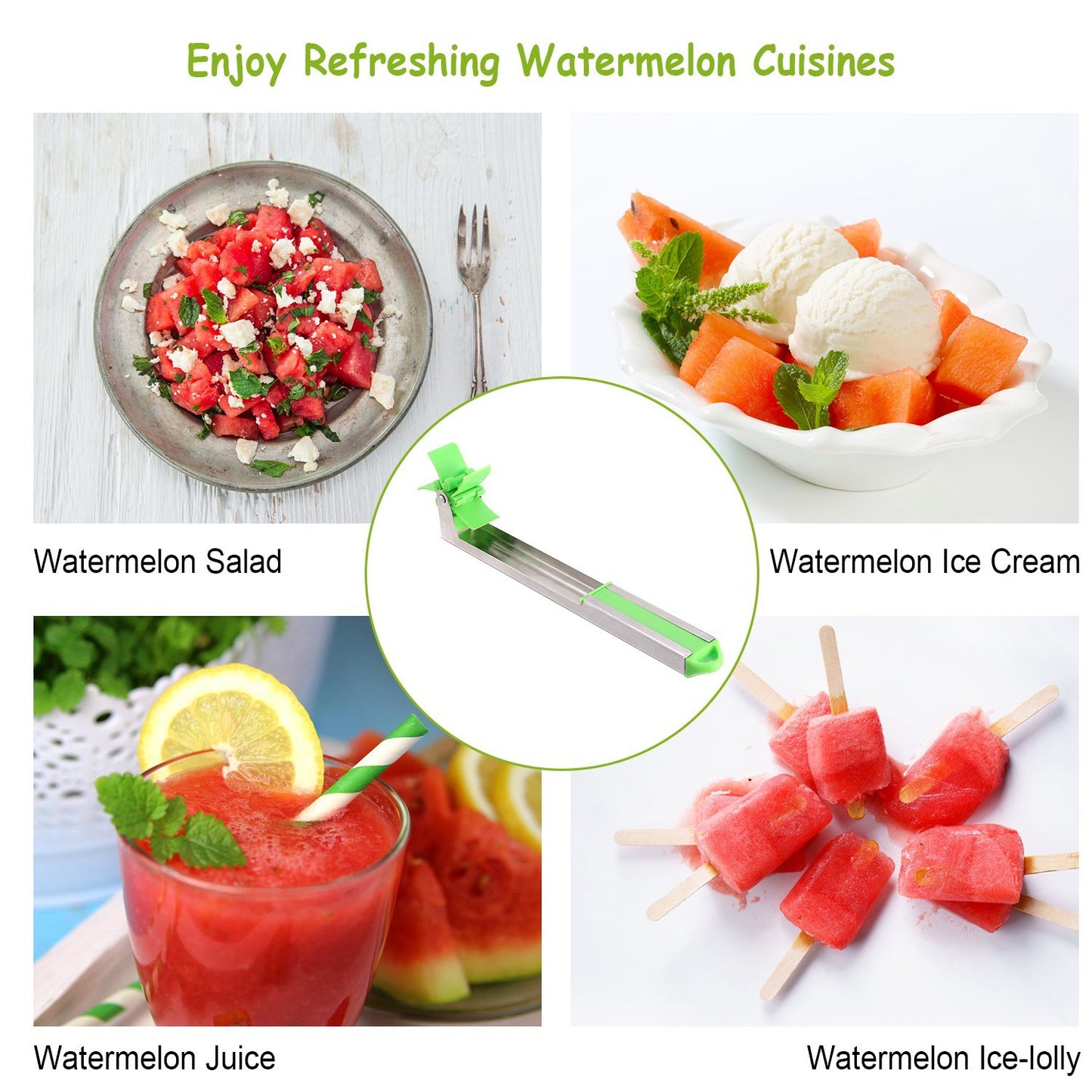 Watermelon Slicer Stainless Steel Watermelon Cubes Windmill Cutter Melon Knife Fruit Tools Kitchen Gadgets