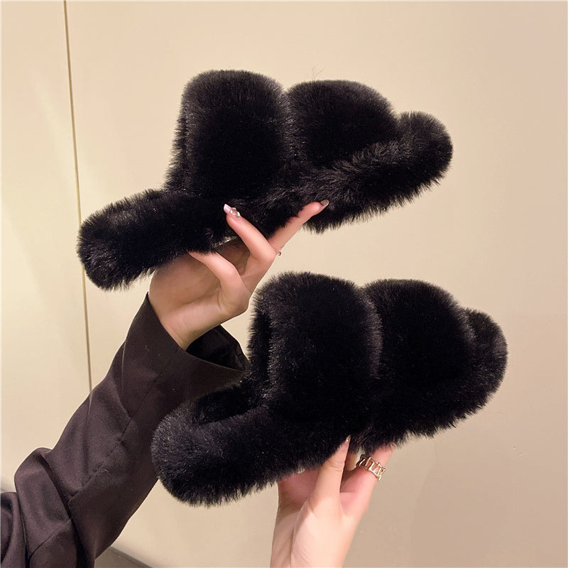 Cozy Warm Fluffy Home Slippers Women 2022 New Korean Winter Fur Slippers For Women Flip Flops Flat Platform House Indoor Shoes