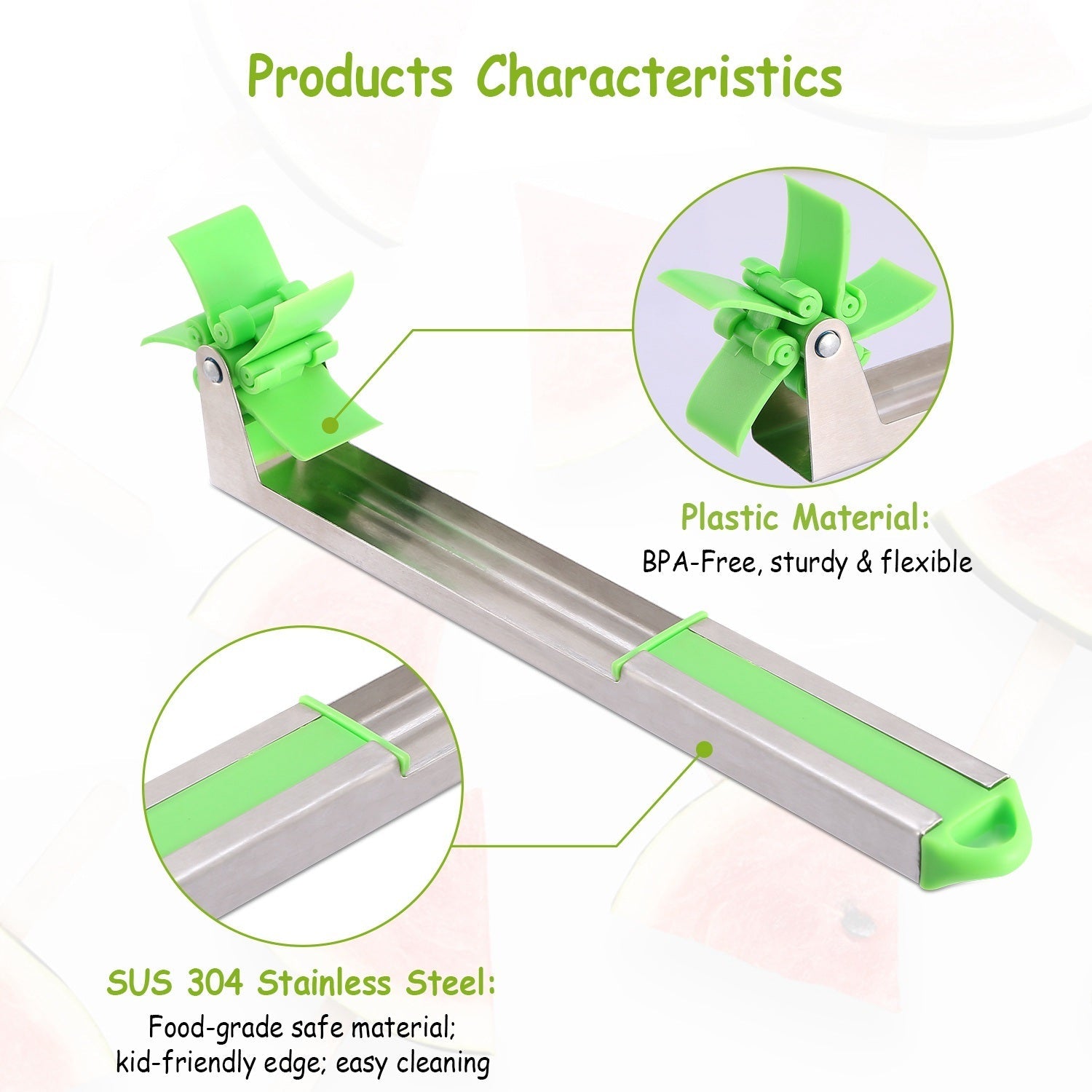 Watermelon Slicer Stainless Steel Watermelon Cubes Windmill Cutter MelDobaDealsexpress.shopWatermelon Slicer Stainless Steel Watermelon Cubes Windmill Cutter Melon Knife Fruit Tools Kitchen GadgetsHighlights
Eat and cut watermelon in an quicker and easier way
Make your own watermelon salad in one minute, enjoy refreshing watermelon cubes in Summer.
Food-grade 