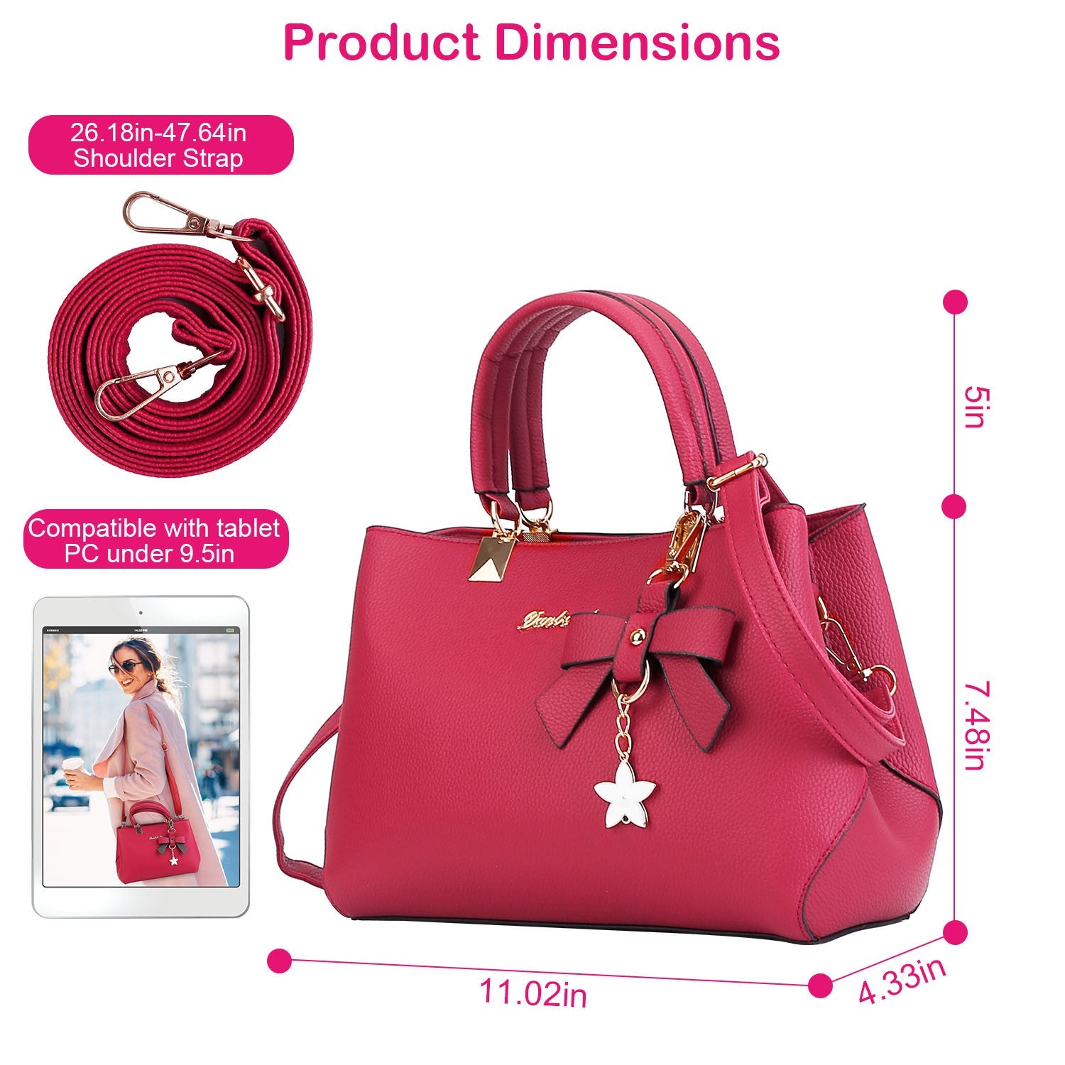 Women Soft Leather Handbag Tote Shoulder Crossbody Bag 7 Cells Zipper DobaDealsexpress.shopWomen Soft Leather Handbag Tote Shoulder Crossbody Bag 7 Cells Zipper Purse Handle BagDetails
*Features*:
**Soft &amp; Smooth PU Leather*:Fine stitching workmanship; made of premium PU leather and durable metal zipper; our tote bag offers you soft tou
