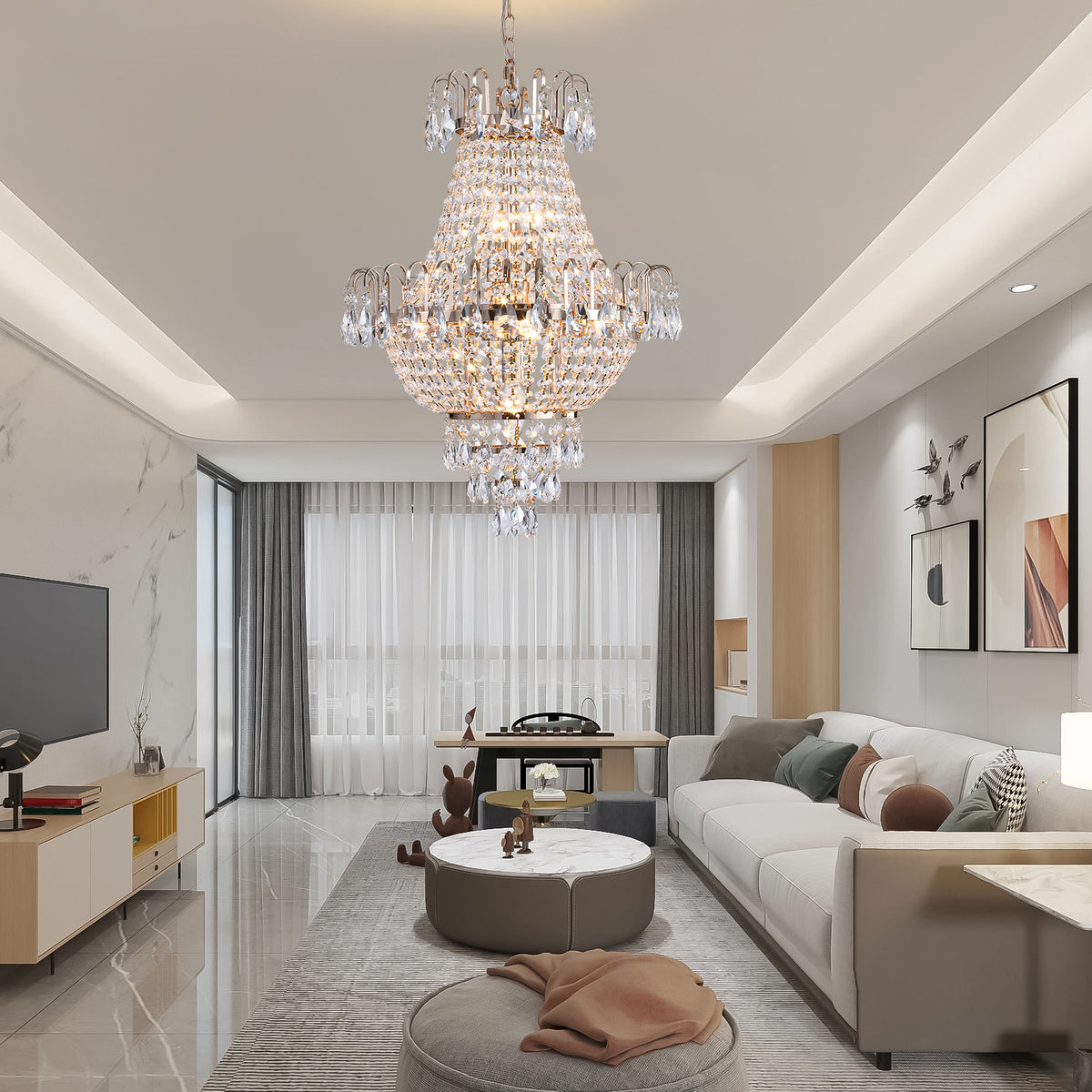 Gold Crystal Chandeliers,Large Contemporary Luxury Ceiling Lighting foDobaDealsexpress.shopGold Crystal Chandeliers,Large Contemporary Luxury Ceiling LightingHighlights
Modern Crystal Chandelier: Selected the TOP K9 crystal and the highest standards in the industry have been adopted from the manufacturing stage. Modern Cr