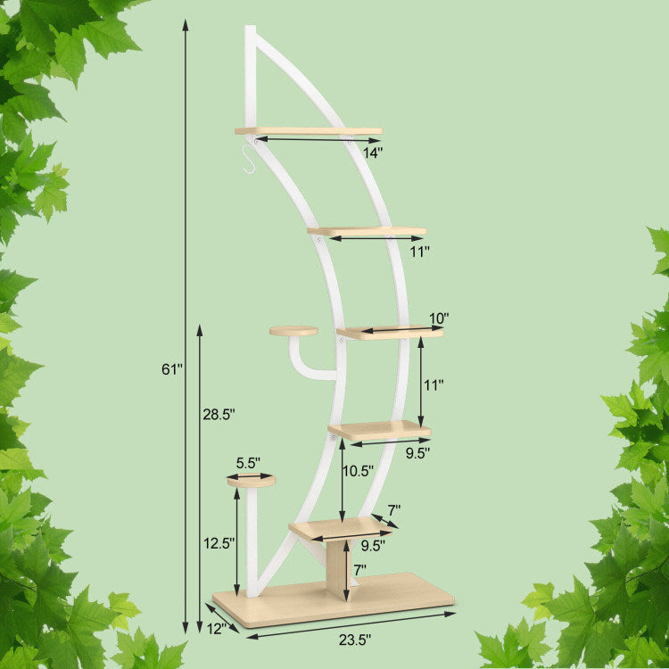 6-Tier 9 Potted Metal Plant Stand Holder Display Shelf with HookDobaDealsexpress.shop6-Tier 9 Potted Metal Plant Stand Holder Display ShelfHighlights
Multi-Layer Storage Space: The 6-tier moon half plant stand adopts a 6-layer ladder structure, which not only provides ample storage and display space for