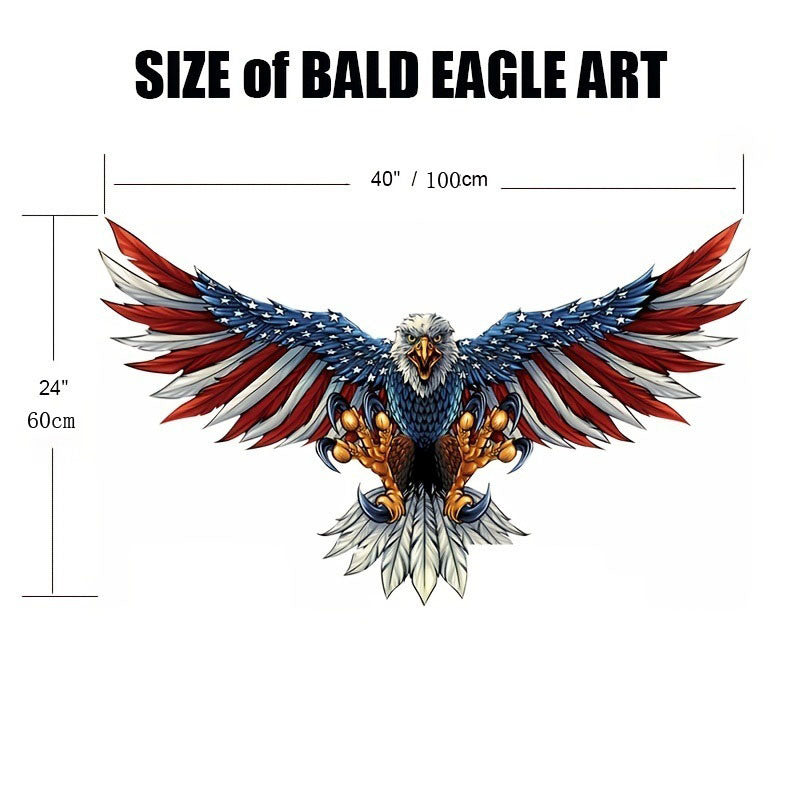 1 Pack/3pcs; Metal Wall Art (40"x24"); Oversize Metal Eagle Wall Decor American Flag Bald Eagle Hanging Patriotic Sculpture Independence Day Wall Decorations