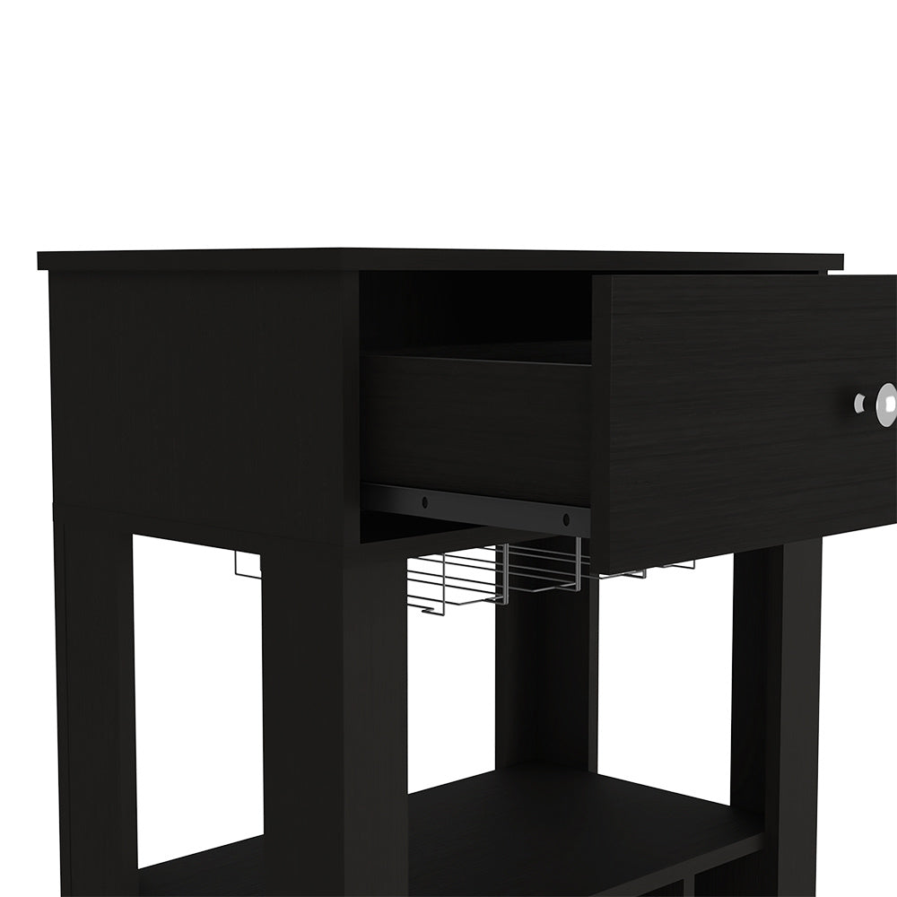 Bar Cart Bayamon, Twelve Wine Cubbies, Four Legs, Black Wengue FinishDobaDealsexpress.shopBar Cart Bayamon, Twelve Wine Cubbies,Specification
Main Color:Black
Main Material:Particle Board
Details
Product Features:
Twelve Wine Cubbies
Four Legs
One Open Shelf
Superior Top 27,44''
Our furniture